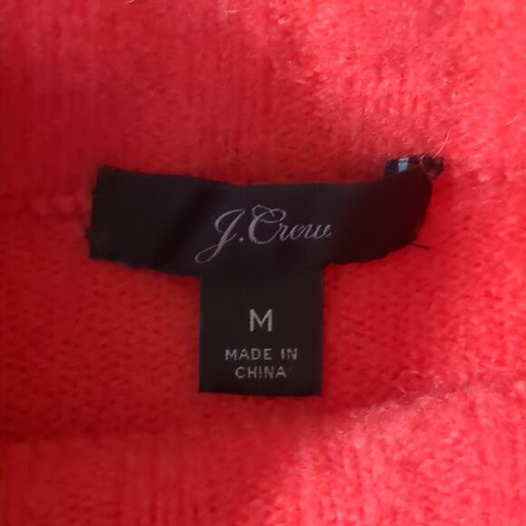 J. Crew Women's Colorblock Mockneck Sweater Orange Tan wool alpaca blend Medium - Picture 6 of 8